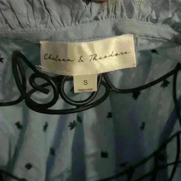 Chelsea & Theodore Boho Blue Embroidered Top - Picture 4 of 5